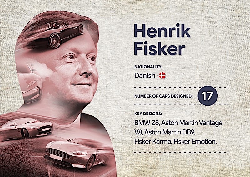 Nhà thiết kế Henrik Fisker người Đan Mạch từng thiết kế 17 mẫu xe gồm BMW Z8, Aston Martin Vantage V8, Aston Martin DB9