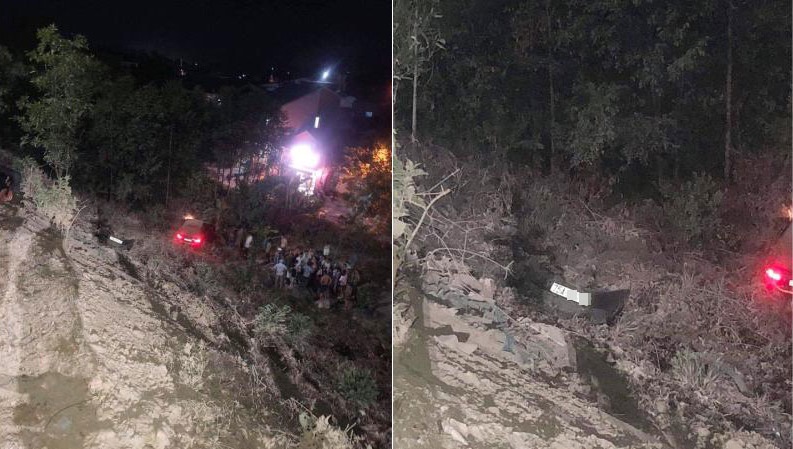 Cản sau của chiếc Audi bị rơi ra