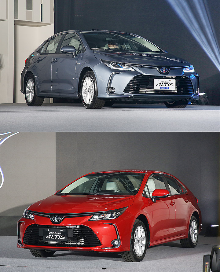 Toyota Corolla Altis 2019 bản hybrid (trên) và bản dùng động cơ xăng thông thường