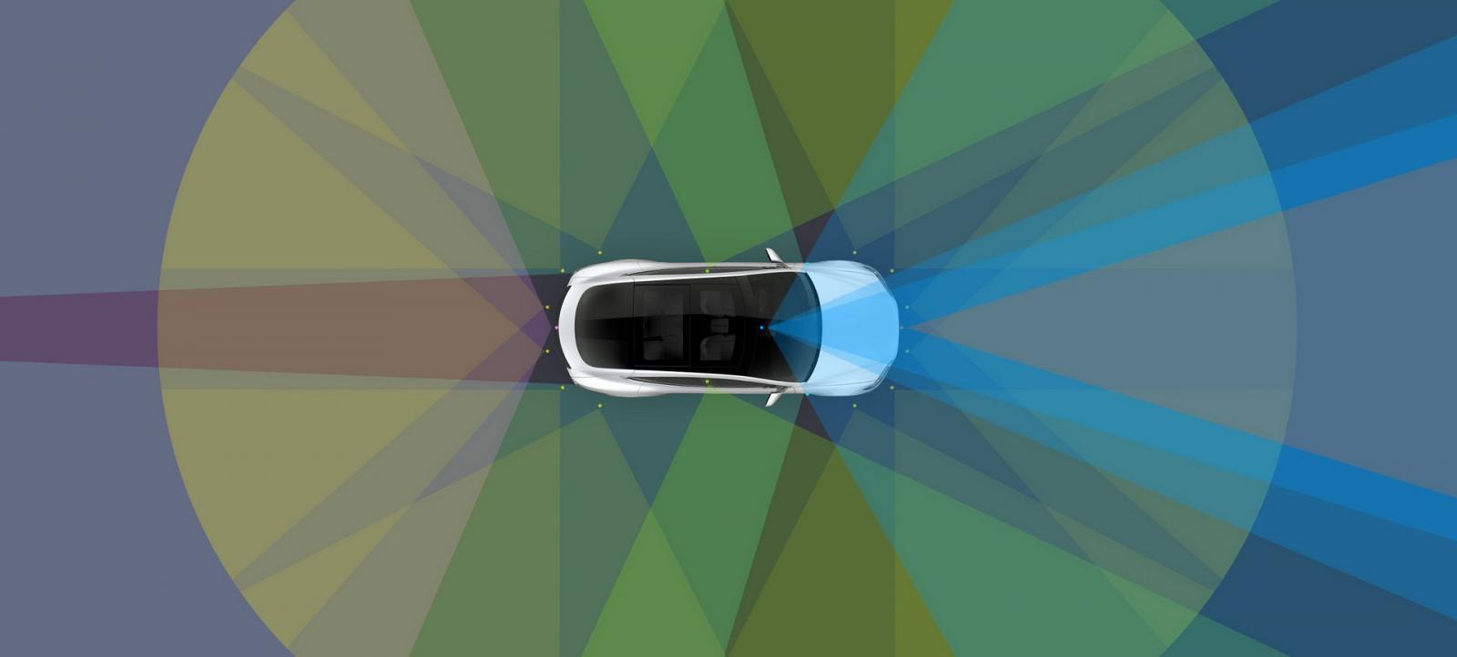 Hình ảnh mô phỏng khả năng quan sát xung quanh của Autopilot