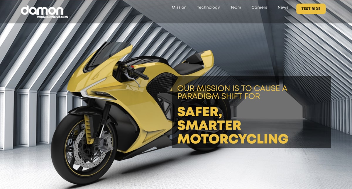 Mẫu mô tô điện của Damon Motor được tích hợp công nghệ an toàn thông minh, có khả năng miễn nhiễm với tai nạn