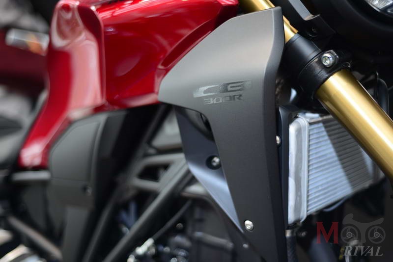 Sử dụng bình xăng đỏ, cánh gió của chiếc xe được sơn màu đen mờ lạnh lùng