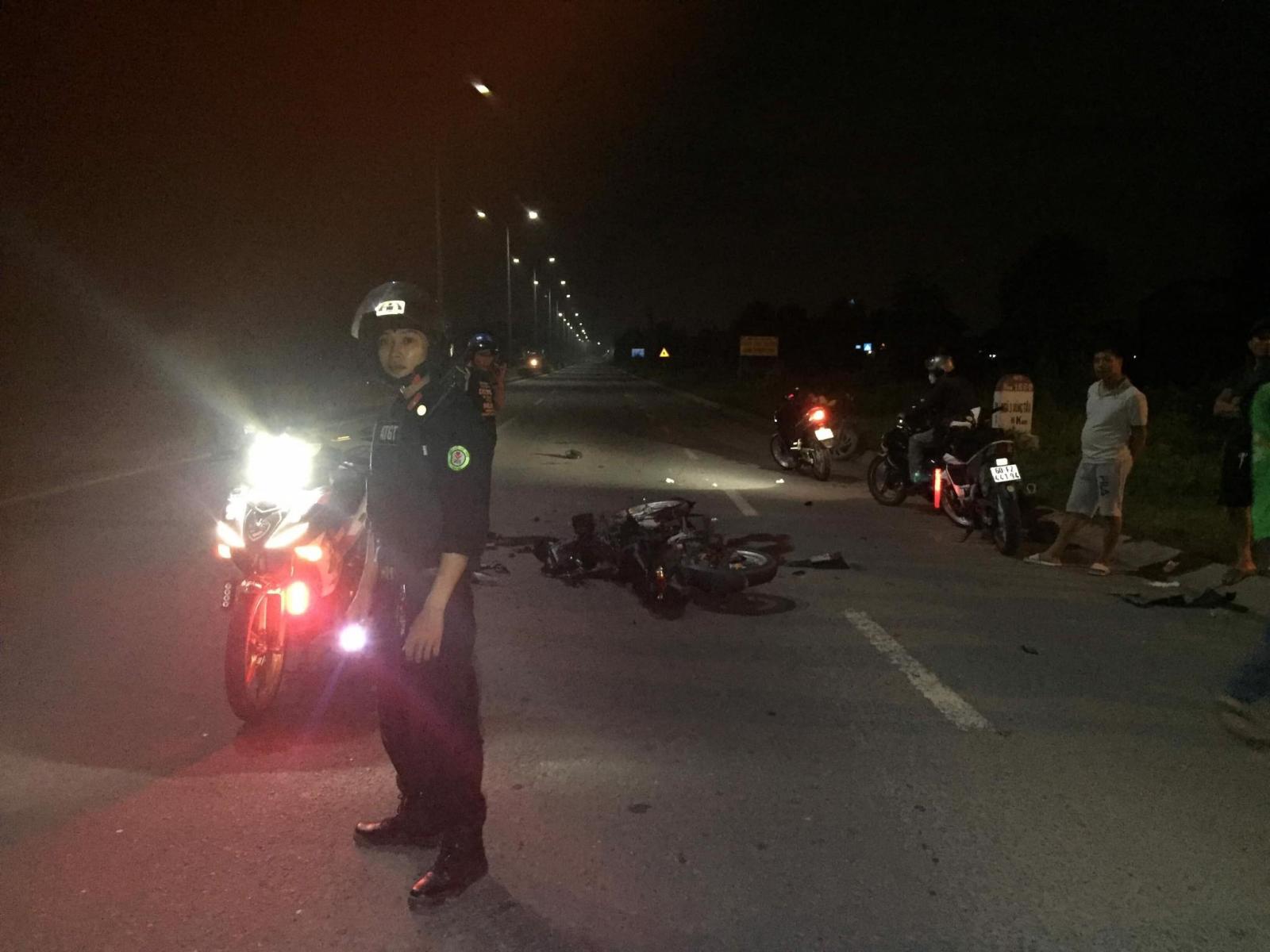 Hiện trường vụ tai nạn chết người do đua xe trên đường tránh Võ Nguyên Giáp, Đồng Nai (Ảnh: Facebook)