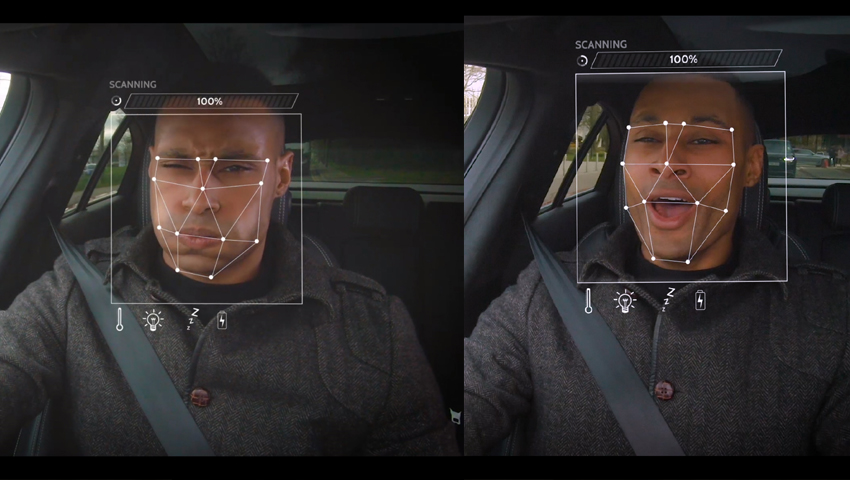 Hệ thống AI của JLR có thể quét các biểu cảm khuôn mặt của lái xe từ đó phát hiện ra tâm trạng của họ