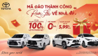 Giảm chi phí lăn bánh với ưu đãi đến 100% thuế trước bạ từ Toyota trong tháng 3