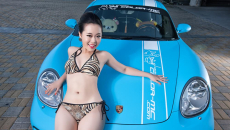 Mát mắt với người mẫu Vương Tử Khôn thả dáng gợi cảm bên Porsche Cayman S