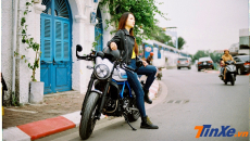 Thiếu nữ Việt khoe vẻ cổ điển cùng Ducati Scrambler Cafe Racer qua nước ảnh film