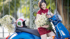 Lãng mạn đầu đông cùng người đẹp Hà thành, cúc họa my và Vespa
