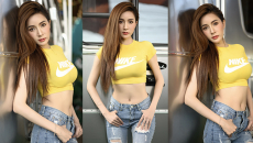 Thiếu nữ xinh như Trương Bá Chi khoe bụng phẳng, ngực tròn bên xe minivan