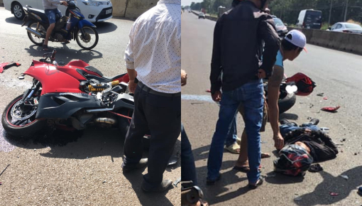 Xe phân khối lớn Ducati 899 Panigale đâm lõm đuôi xe Innova tại Dầu Giây, Đồng Nai