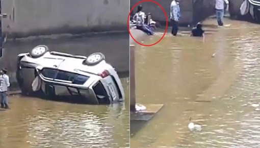 Tập lái xe cùng với chồng, người phụ nữ lao chiếc SUV Toyota Highlander mới mua xuống sông