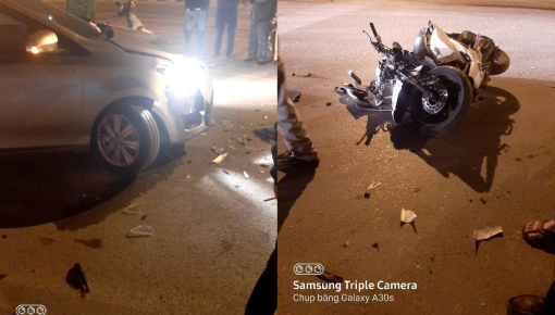 Hà Nội: Thanh niên điều khiển Honda SH đi ngược chiều, tông trực diện ô tô Toyota Vios