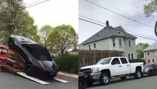 Video: "Báo gấm" Jaguar F-Type rơi từ trên xe chuyên dụng xuống đường, gây tai nạn cho 2 ô tô khác