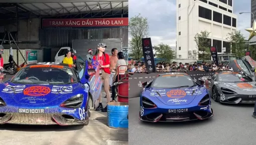 Cận cảnh siêu xe mui trần McLaren 765LT Spider của phú bà Singapore trong hành trình Gumball 3000