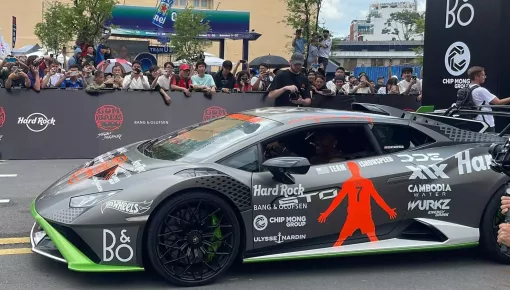 Cận cảnh Lamborghini Huracan STO do IshowSpeed cầm lái tại Gumball 3000 2024: Màu sơn đẹp mắt, có hình ảnh CR7