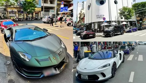 Dàn siêu xe trăm tỷ đồng tụ tập tại Tp.HCM, Lamborghini Aventador SVJ màu độc đã lâu mới tái xuất
