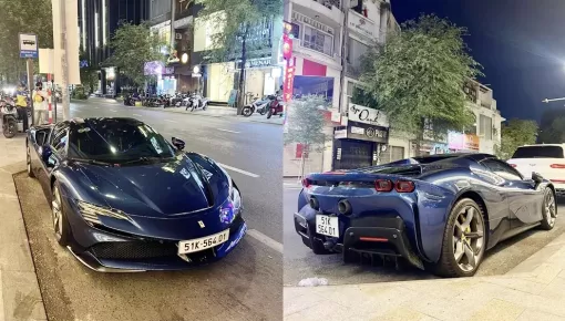 Cường "Đô-la" xuất hiện trên đường phố Tp.HCM cùng siêu xe mui trần Ferrari SF90 Spider hơn 50 tỷ đồng