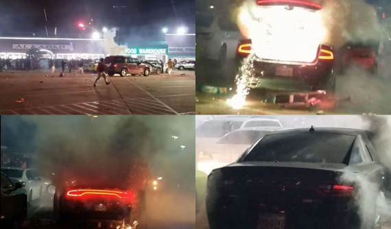 Dodge Charger bất đắc dĩ biến thành "bệ phóng" đốt pháo hoa