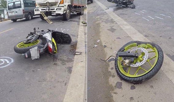 Honda Winner 150 gãy đôi trong vụ tai nạn kinh hoàng với ô tô tải tại Đồng Nai