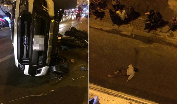 Sài Gòn: Ford Ranger đâm 2 xe máy, hất 1 người đàn ông rơi từ trên cầu xuống đất