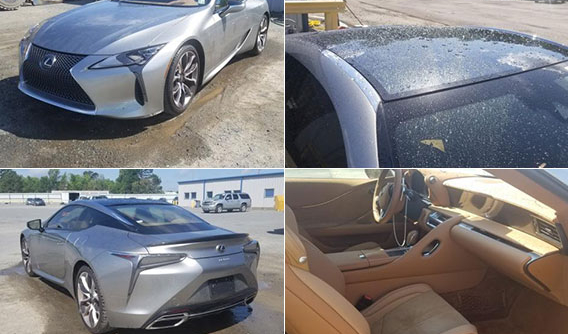 Coupe hạng sang Lexus LC500 bị móp vì mưa đá "mất giá" thê thảm
