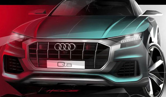 Hé lộ thiết kế đầu xe táo bạo của SUV hạng sang Audi Q8 2019