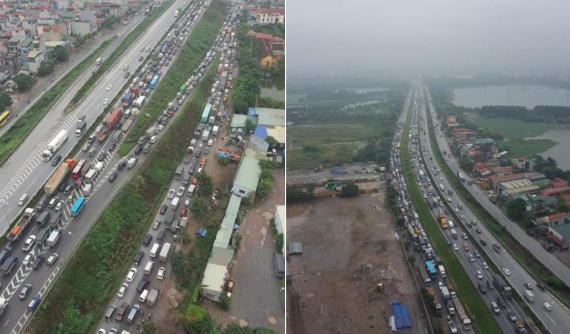 Cầu Thanh Trì ùn tắc hàng tiếng đồng hồ vì vụ đâm xe liên hoàn