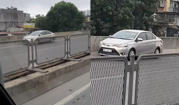 Toyota Vios đi lùi trên đường vành đai 3 trên cao khiến cư dân mạng bức xúc