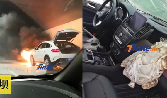 Sau khi được bảo dưỡng ở đại lý 4S, chiếc Mercedes-Benz GLE Coupe bất ngờ bốc cháy trên đường về nhà