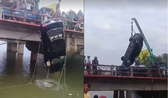 Bình Định: Toyota Corolla Altis rơi từ cầu xuống sông, tài xế tử vong trên đường về quê