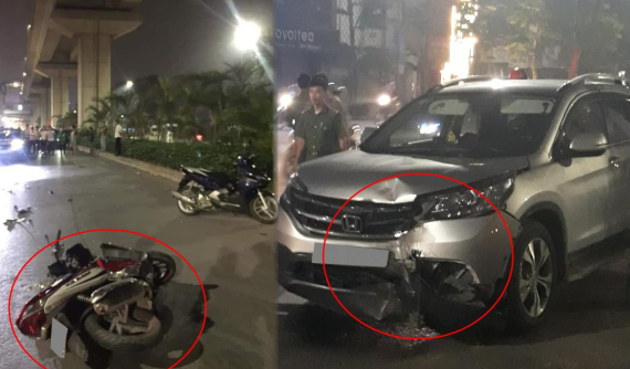 Hà Nội: Nam thanh niên chạy xe Honda Air Blade ngược chiều tông trực diện vào Honda CRV