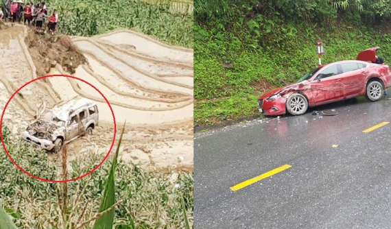 Sa Pa: Va chạm với xe Mazda, ô tô 7 chỗ lao xuống vực sâu 200 m