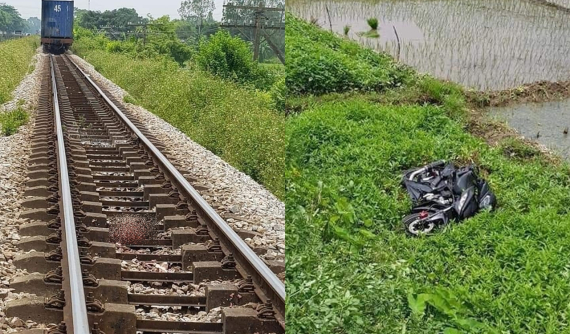 Hà Nam: Cố vượt tàu hỏa, 2 nam thanh niên đi Honda Winner 150 chết thảm