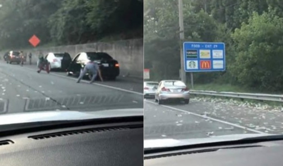 Xe tải bọc thép đánh rơi 175.000 USD, người dân ùa ra đường để nhặt tiền