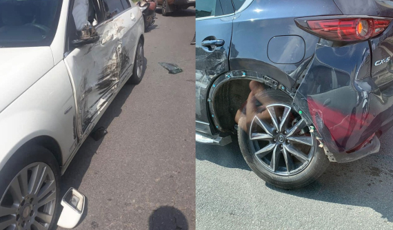 Hà Nội: Nữ tài xế lái Ford Ranger lao sang làn đường ngược chiều, tông liên hoàn Mercedes-Benz và Mazda CX-5