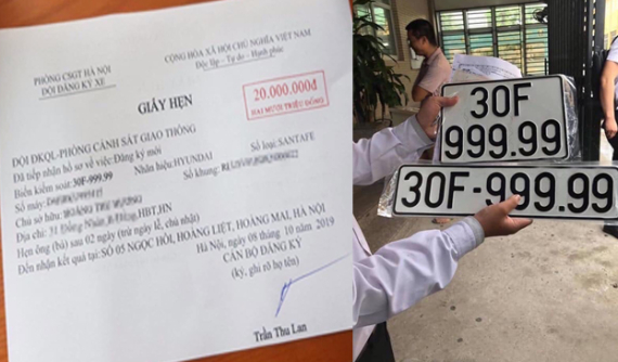 Giật mình với Hyundai Santa Fe 2019 sở hữu biển "ngũ quý 9" tại Hà Nội