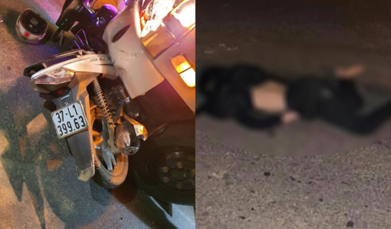 Nghệ An: Xe máy Honda Airblade kẹp 3 va chạm với ô tô tải, 1 người tử vong tại chỗ