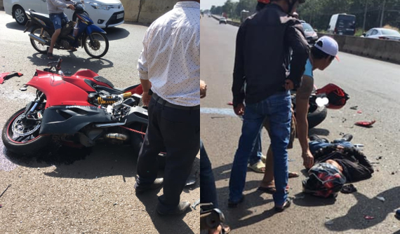 Xe phân khối lớn Ducati 899 Panigale đâm lõm đuôi xe Innova tại Dầu Giây, Đồng Nai