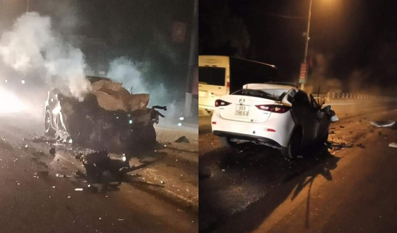 Bắc Giang: Ô tô Mazda3 nghi gây tai nạn rồi bỏ chạy va chạm với xe ben, tài xế tử vong