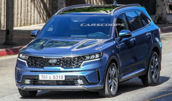 SUV 7 chỗ Kia Sorento 2021 bất ngờ "trần trụi" chạy trên đường phố