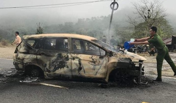 Xác định danh tính 2 vợ chồng tử vong trong chiếc Mitsubishi Xpander cháy tại Quảng Nam