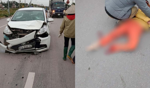 Bắc Giang: Xe máy va chạm với ô tô Hyundai Grand i10, một phụ nữ bị đứt lìa bàn chân