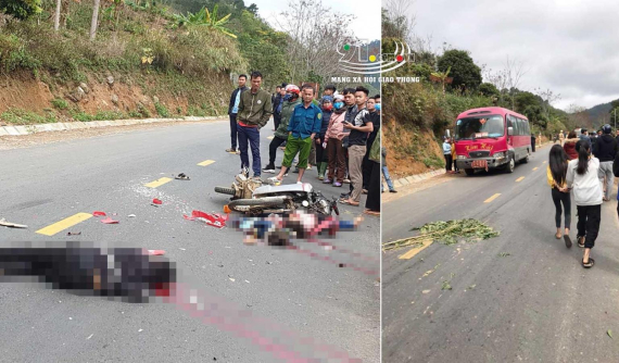 Sơn La: Gia đình 3 người tử vong sau khi điều khiển xe máy lấn làn, đối đầu ô tô khách