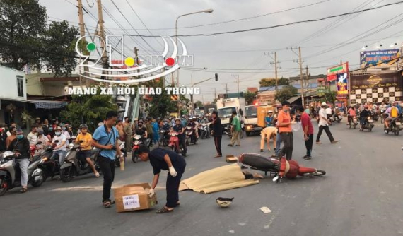 Bình Dương: Người đàn ông điều khiển xe máy bị xe container cán qua người dẫn đến tử vong