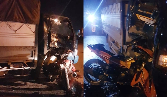 Bắc Giang: Hai thanh niên bị chấn thương nặng khi tông xe Yamaha Exciter vào xe tải