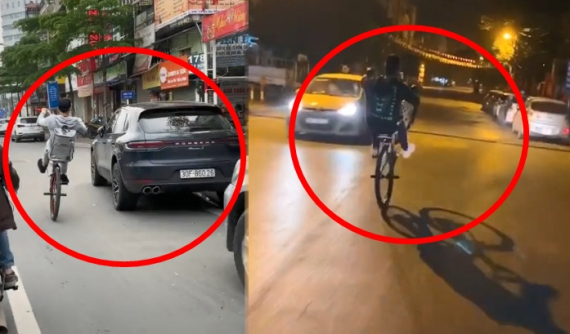 Video: Thanh niên chuyên đi xe đạp bằng 1 bánh trên đường phố Hà Nội khiến người dân hoảng sợ