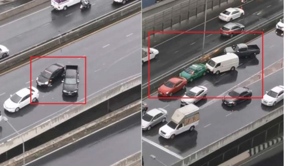 Video: Trời mưa khiến đường "trơn như bôi mỡ", hàng chục ô tô và xe máy tông dây chuyền