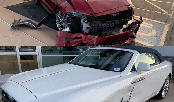 Tài xế lái chiếc Ford Mustang đi thuê tông ngang sườn xe sang Rolls-Royce Dawn "mới toanh"