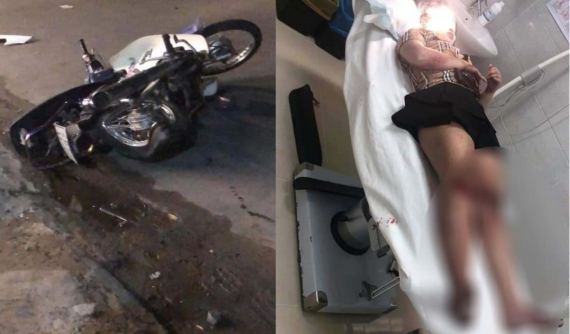 Sài Gòn: 2 chiếc ô tô nghi đua với nhau, gây tai nạn cho 2 cô gái đi xe máy