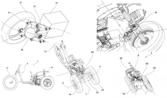 Piaggio phát triển xe 3 bánh mới với thiết lập bánh chuyển hướng trước và 2 bánh sau